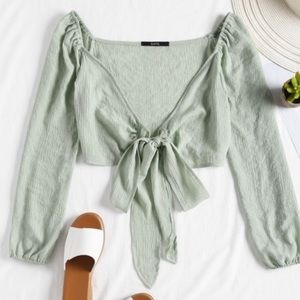 Long sleeve tie top